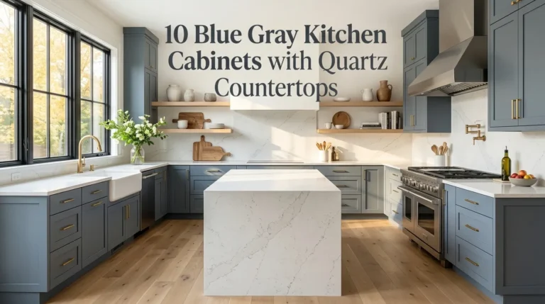 10 Blue Gray Kitchen Cabinets with Quartz Countertops