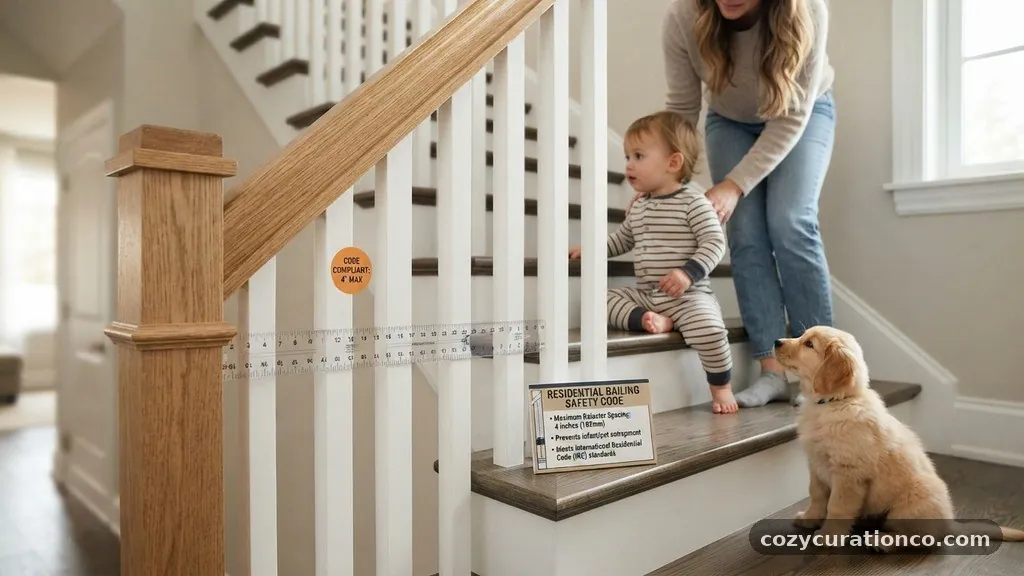 Safety Considerations for Infants and Pets - What Is the Maximum Code Spacing Between Stair Railing Balusters?